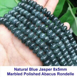 Natural Blue Jasper 8x5mm Marbled Polished Abacus Rondelle  75 Beads!!!
